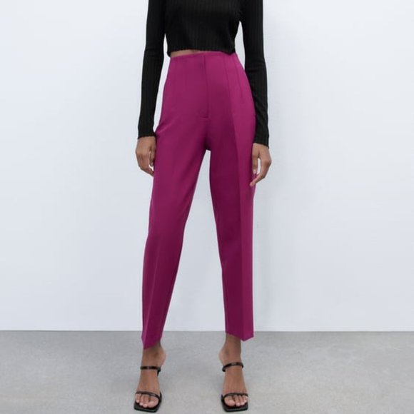 Zara High Waisted Pants in Light Plum - Picture 1 of 4